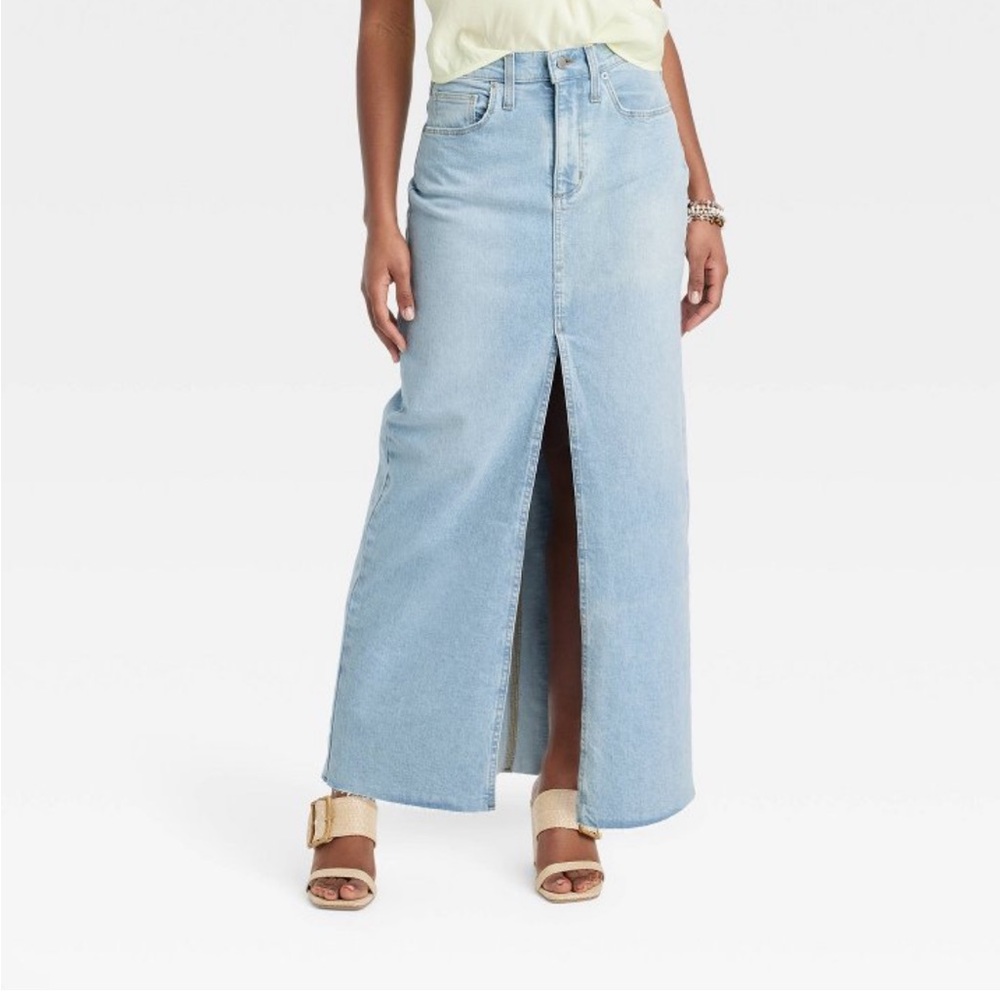 Light Blue Denim Maxi Skirt